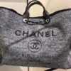 Chanel Large Charcoal Canvas Deauville Tote TOTE